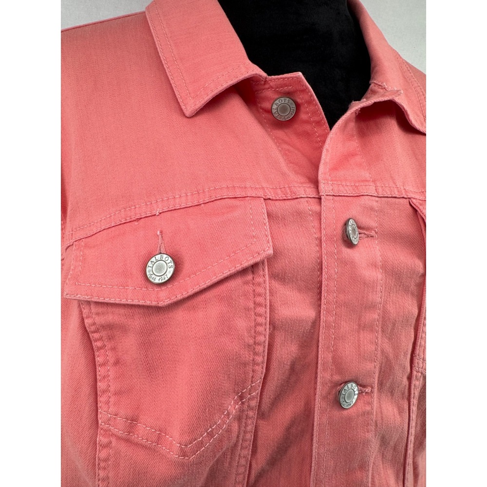 Talbots Plus Coral Pink Denim Jacket Stretch Cotton Blend Size 2X - Picture 5 of 8
